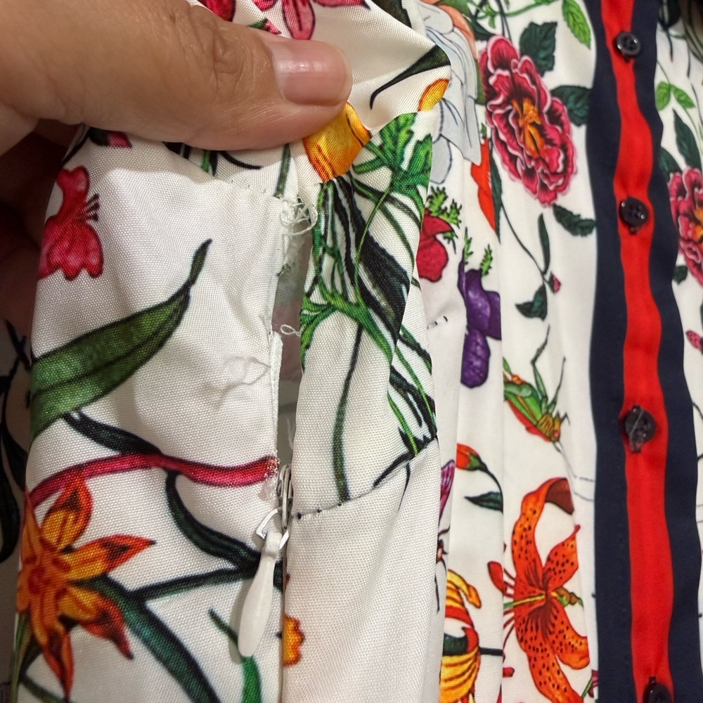 Floral Long Sleeve Dress with Navy Accents - Picture 6 of 8